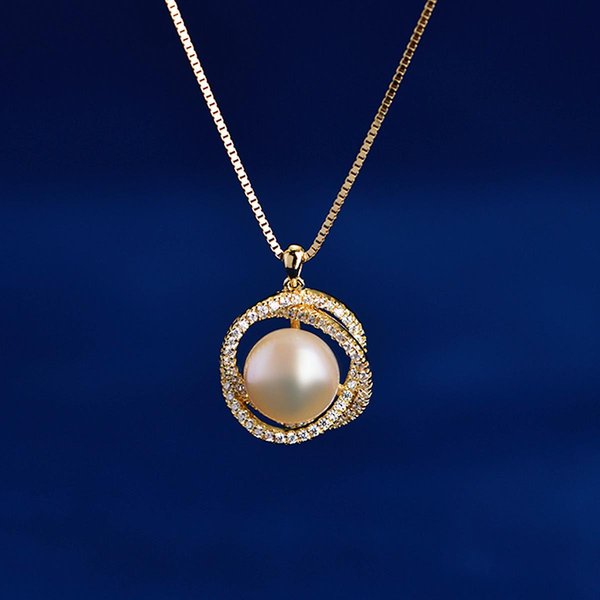 Nuevo Colgante De Perla De Agua Dulce Natural De La Suerte Premium, Collar De Plata De Ley S925 Oro-image