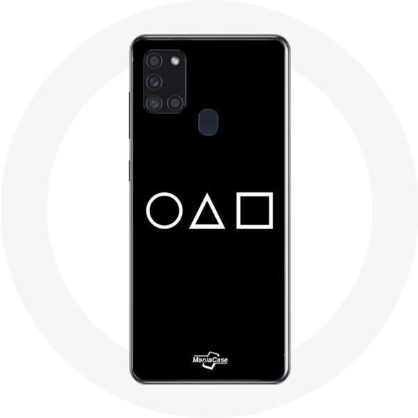 Funda Samsung Galaxy A21S Juego Del Calamar Logo SíMbolos CíRculo Cuadrado TriáNgulo Fondo Negro-image