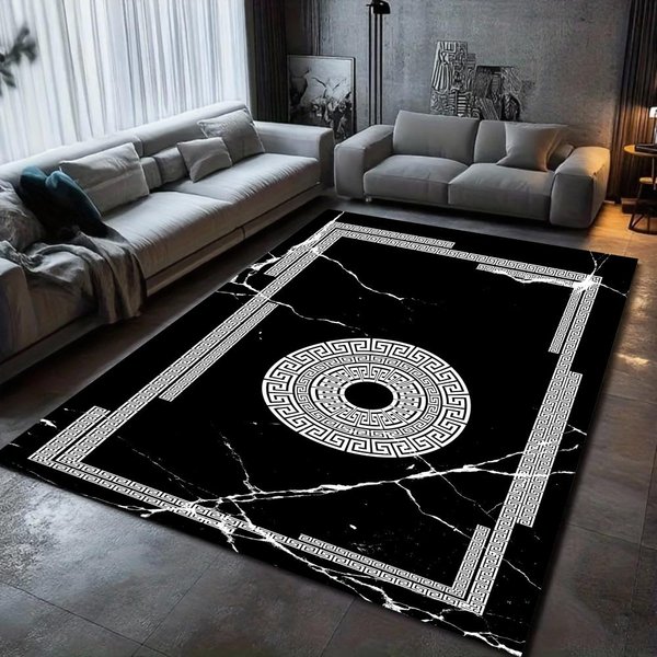 Dywanik Z Wzorem Marmurowym - WzóR Greckiego Klucza Dekoracja Domu MięKki Dywanik PodłOgowy Do Salonu Sypialni Dywany Do Salonu 120X160Cm-image
