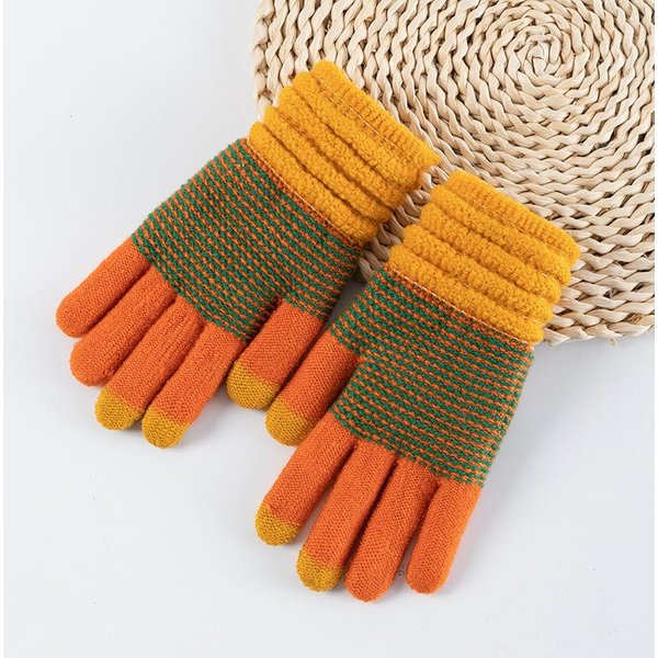 Guantes De Punto Para Mujer De OtoñO E Invierno Guantes Gruesos Y CáLidos De Punto De Cachemira Para Mujer Guantes De Esquí Con Pantalla TáCtil Amarillo/Naranja-image