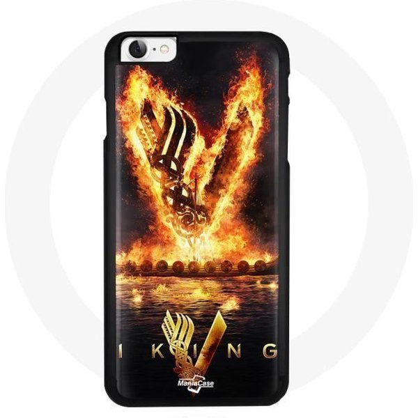 Funda Para Iphone 6 Vikingos Serie Temporada 6 Logo V Espada De Fuego Fondo Negro-image