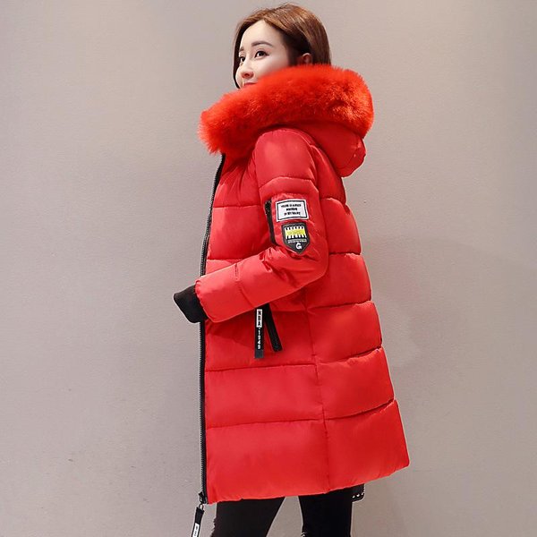 Kurtka Zimowa Damska Ocieplana BawełNą, CiepłA, Zimowa M Czerwony-image