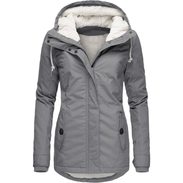 Nuevo Abrigo De Mujer OtoñO E Invierno Color SóLido Mediano Y Largo Abrigo De Terciopelo 4XL Gray-image