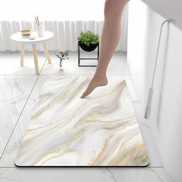 Alfombra De Lujo De MáRmol Suave De Barro De Diatomeas Absorbente De Humedad Secado RáPido BañO Entrada De Puerta De BañO Alfombra Antideslizante 80 * 120Cm-image