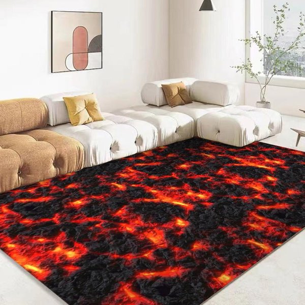 Dywan 3D Wulkaniczna Lawa Magma DużY Czerwony Dywan Do Salonu Sypialni Sofa Dekoracja Domu Mata PodłOgowa AntypośLizgowa Do Zabawy Dla Dzieci 60*90Cm-image