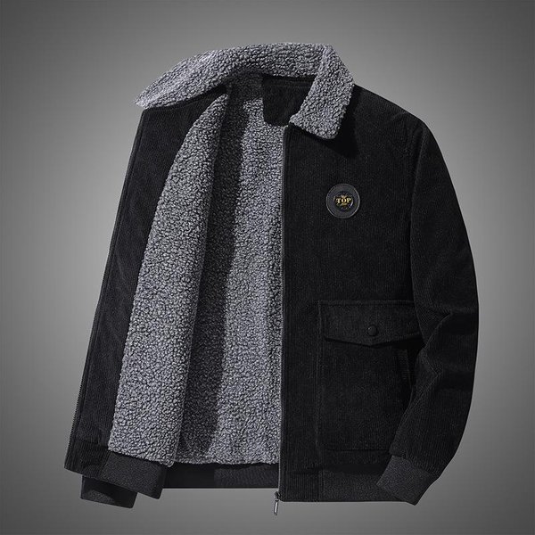 Chaqueta De Invierno Para Hombre, Holgada, De Terciopelo, Gruesa, Informal, Con Cuello Tipo Polo, Ropa De Abrigo 5XL Gray-image