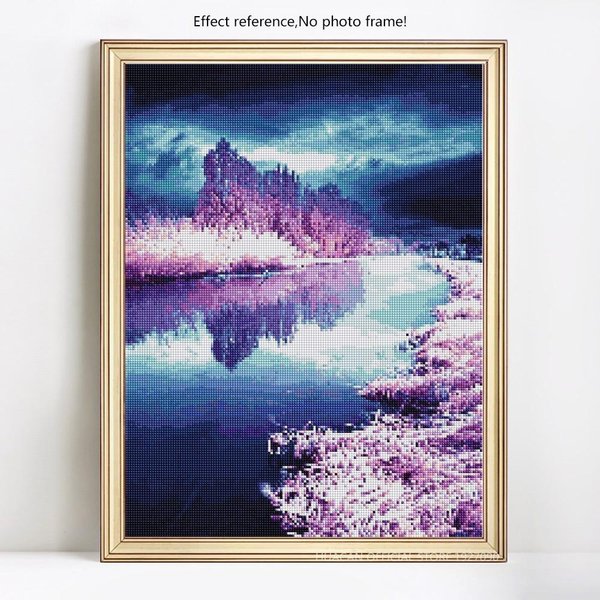 Pintura De Diamantes 5D DIY ÁRbol EscéNico Redonda Completa Bordado Venta Imagen De PedreríA 20X30-image