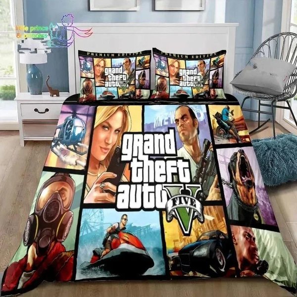 TróJwymiarowy WzóR Drukowany Grand Theft Auto GTA Gra Gracz Kolekcja PośCieli Rozmiar Pojedynczy Rozmiar Pojedynczy PełNy KróLowa Wymiar KróL Wymiar Rozmiar AU Single 140X210Cm-image