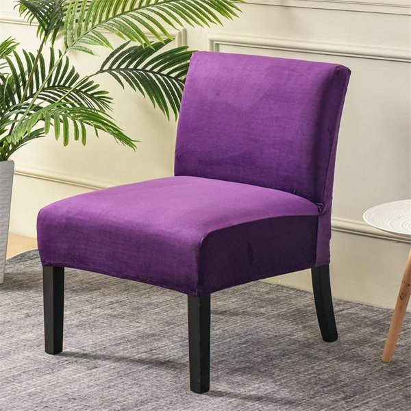 Funda De Terciopelo Para Silla Sin Brazos, Funda De Sofá Individual SóLida, Fundas EláSticas Para Sillas Con Acento NóRdico, Funda Protectora EláStica Barata Para Sofá-image