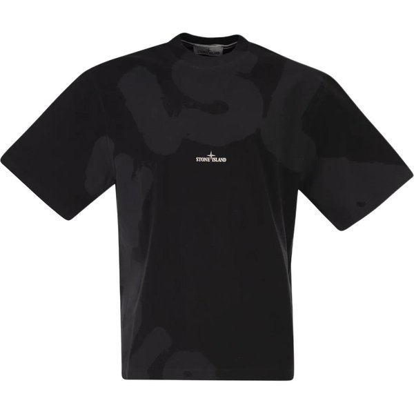 Camiseta Unisex De Manga Corta Con Estampado De Logo Y Cuello Redondo Stone Island L1S152100002S0365V0029 XL Black-image
