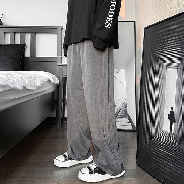 Pantalones De Mujer Pantalones De Pierna Ancha Pantalones Casuales De Moda Pantalones De CháNdal Rectos Holgados De Cintura Alta Negros 4XL Gris-image