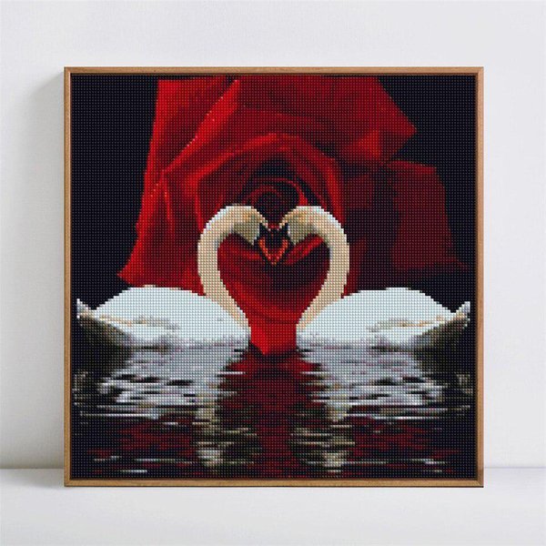Cross Stitch 5D DIY Diament Malarstwo ŁAbęDź I Kwiat PełNy OkrąGłY Haft Diamentowy Ze Strasu 30X30Cm Brown-image