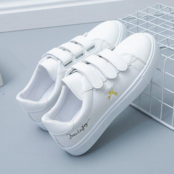 Zapatos Blancos De Mujer, Lote Mixto, OtoñO, Nuevos, De Goma, Suela Suave, Velcro, Superficie De Cuero Pu, Zapatillas Informales Para Mujer 40 White-image