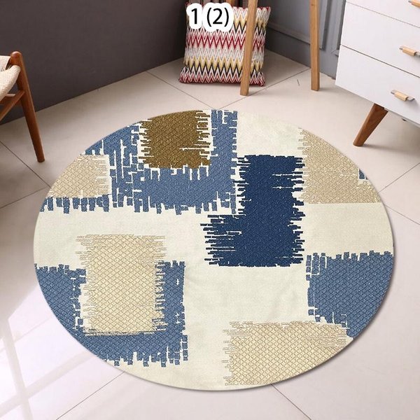 Neutralny BeżOwy Tkany Liść OkrąGłY Dywan Mata PodłOgowa AntypośLizgowa Dywan W Stylu Rustykalnym Z Naturalnym Nadrukiem RośLinnym Do Sypialni Salonu 40X40Cm-image
