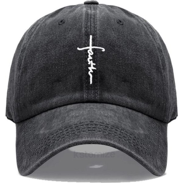 Gorra De BéIsbol Bordada De Moda Faith Para Hombres Mujeres AlgodóN Lavado Gorra De Papá Ajustable Unisex Gorras Deportivas Casuales Black-image
