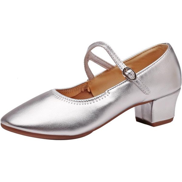 Zapatos De Baile Para Mujer Y NiñA, Para SalóN Latino, Salsa Moderna, Zapatos De PráCtica De Baile, Punta Cerrada, Suela De Goma Suave. 39 Plata-image