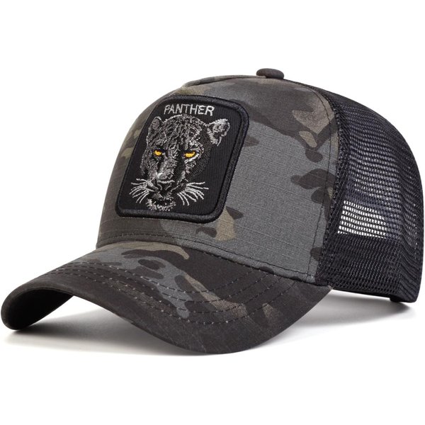 Gorras De Red De BéIsbol Unisex Bordado Pantera Primavera Y Verano Para Exteriores Ajustables Casuales Sombrero Protector Solar-image