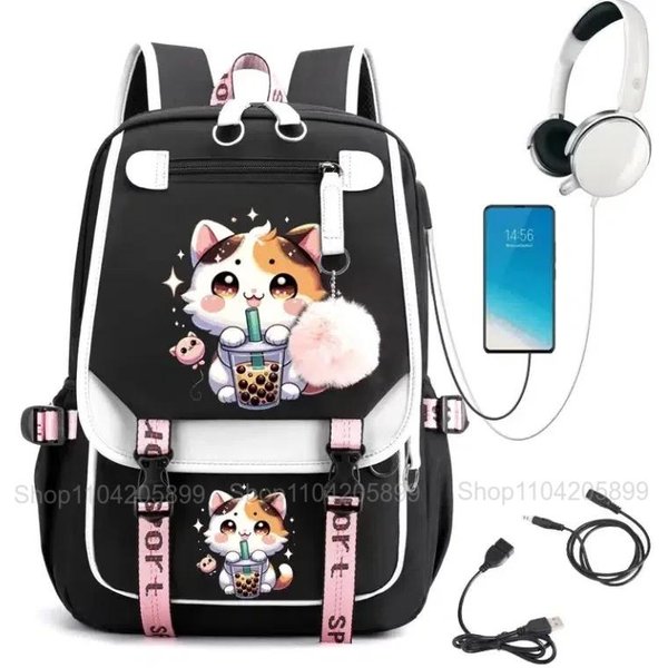 Mochila Linda De Gato Boba Dibujos Animados PatróN Corgi Mochila Estudiantes Bolso Escolar NiñOs NiñAs Regalo Gran Capacidad Viaje Diario Rucksack 16 Inches-image