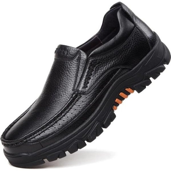 Biznesowe Oryginalne SkóRzane MęSkie Buty Wsuwane Mokasyny Casual SkóRzane Buty Wygodne Wysokiej JakośCi Mieszkania MęSkie Buty Zimowe Mokasyny 9.5 Czarny-image