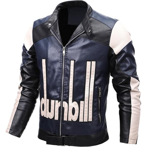 OtoñO E Invierno Nueva Chaqueta De Cuero PU Para Hombre Chaqueta De Cuero Fina Tipo Locomotora CombinacióN De Colores De Moda Y Terciopelo Abrigo Para Hombre Xxxl Gray-image