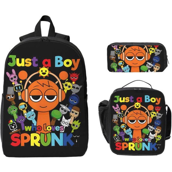 Mochila Sprunki Just A Boy, Lonchera, Estuches Para NiñOs Y NiñAs, Mochilas Preescolares, Bolso Escolar Kawaii, Set De Mochila Escolar-image