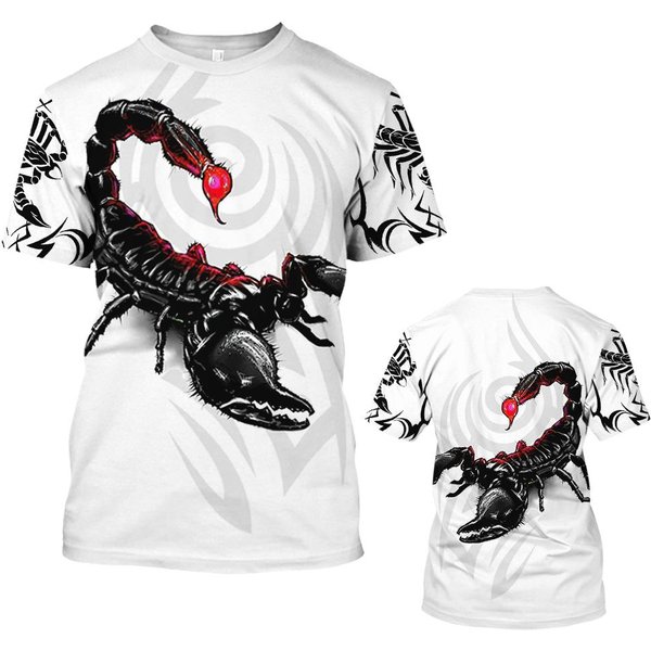 Animal MęSka Koszulka Letnia Koszulka Z KróTkim RęKawem Skorpion 3D Drukuj śMieszne Koszulki Moda Casual MęSka Koszulka Sportowa Ponadgabarytowa Odzież MęSka 2XL Black-image