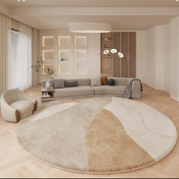Alfombra Redonda Suave Alfombras Blancas Esponjosas Para Sala De Estar DecoracióN Del Hogar Dormitorio DecoracióN De Habitaciones 120*120Cm-image
