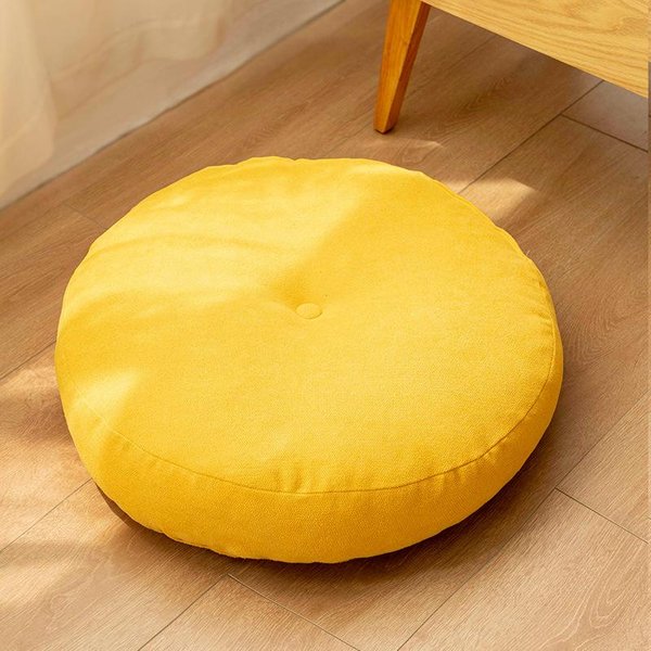 Inyahome - Cojines De Suelo Grandes Redondos Para Adultos Y NiñOs, CojíN De MeditacióN Grueso Con Mechones, Para Yoga, Sala De Estar, Tatami Round 42Cm-image