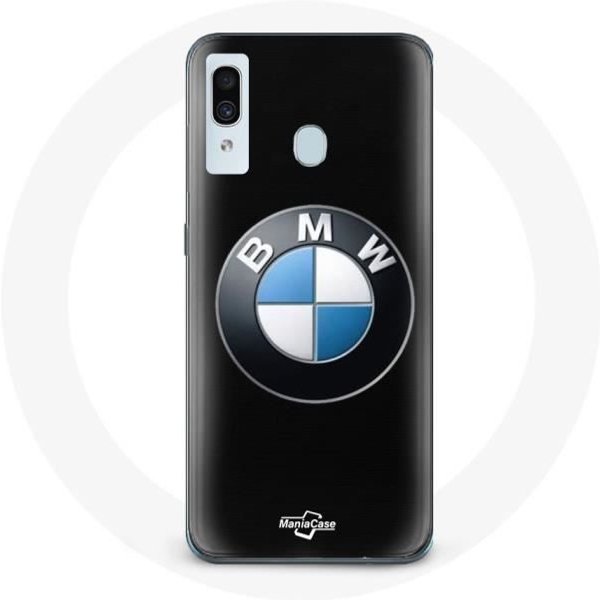 Coque Pour Samsung Galaxy A20 Bmw Logo Fond Noir-image