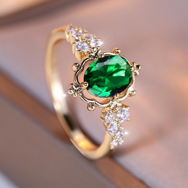Anillos De Lujo Con Forma De Flor De Piedra Ovalada De Circonita Rosa Y Cristal Para Mujer, Alianza De Boda De Color Oro Rosa Vintage, JoyeríA Nupcial, Regalo De Compromiso 6 Beige-image