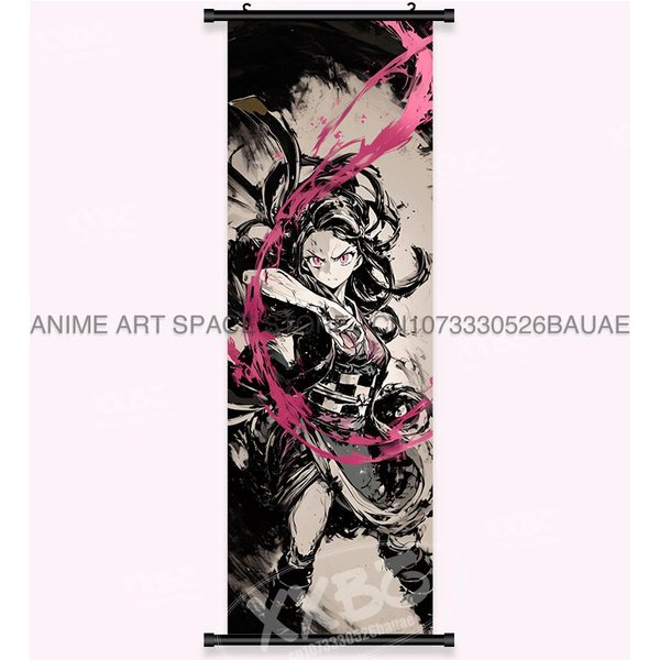 Pogromca DemonóW: Kimetsu No Yaiba Sztuka ŚCienna PłóTno Zwoje Obrazy Plakat Anime WisząCy Obraz Druk Dekoracja Domu Salon (As The Picture,25X75Cm(10X30Inch))-image