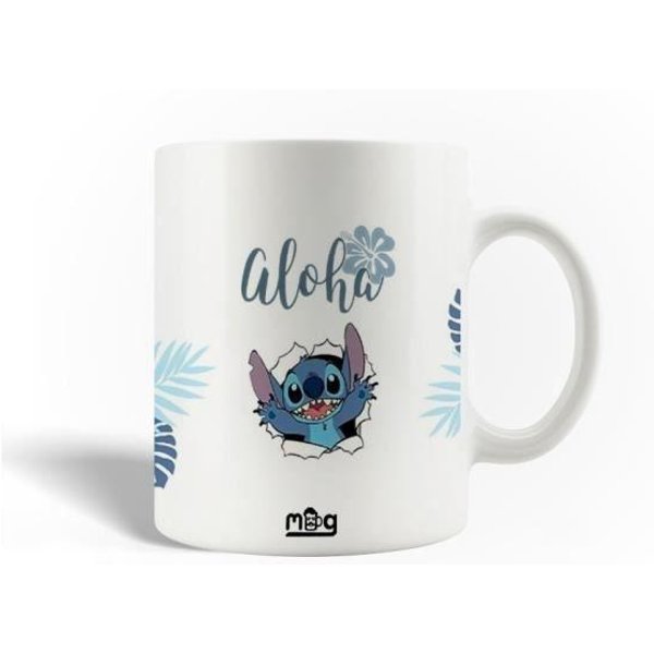 Taza De CeráMica - Stitch - Aloha - 30Cl - Blanca - Apta Para Lavavajillas-image