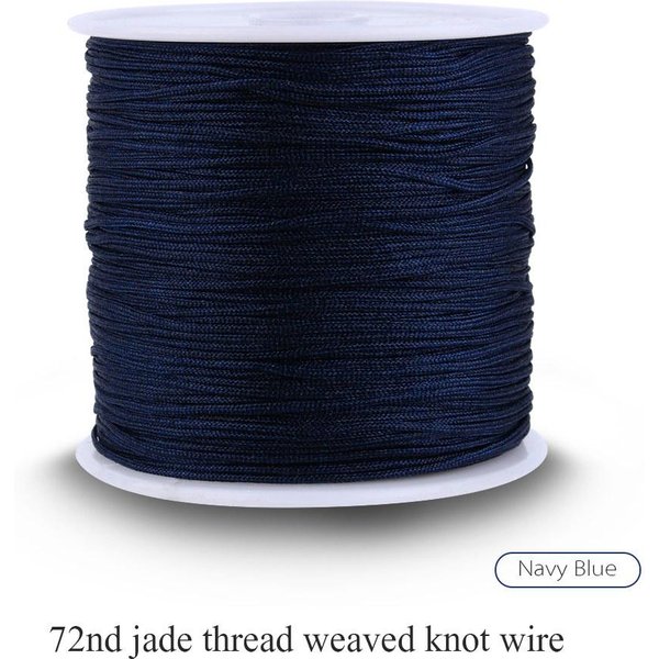 100M X 0,8 Mm Nylonowy ChińSki WęZełKowy PrzewóD Rattail Macrame Shamballa Nici String Dark Blue Blue-image