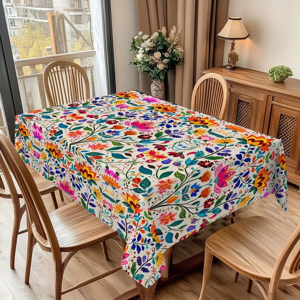 MeksykańSki Kolorowy ProstokąTny Obrus Do Dekoracji StołU Impreza ŚWiąTeczna Wodoodporny Wielokrotnego UżYtku Obrus Na StołY Impreza Piknik 90X140Cm Black-image