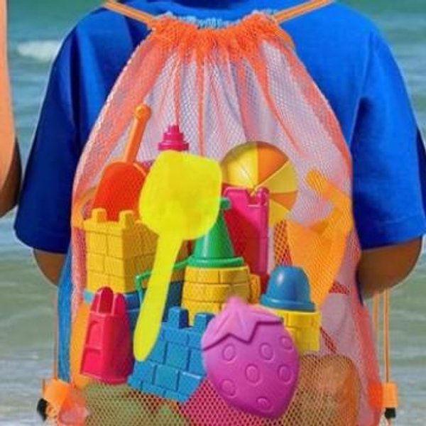 Bolsa De Almacenamiento Para Juguetes De Playa Para NiñOs Bolsa De Almacenamiento De Doble Hombro Bolsa De Juguetes Con CordóN Bolsa De Malla De Gran Capacidad-image