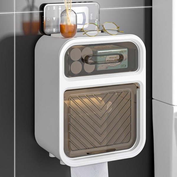 Caja De Papel HigiéNico Sin Perforar, Papel HigiéNico Impermeable Para BañO, Papel En Rollo De Papel HigiéNico, Caja De Papel Con Ventosa Para Montaje En Pared-image
