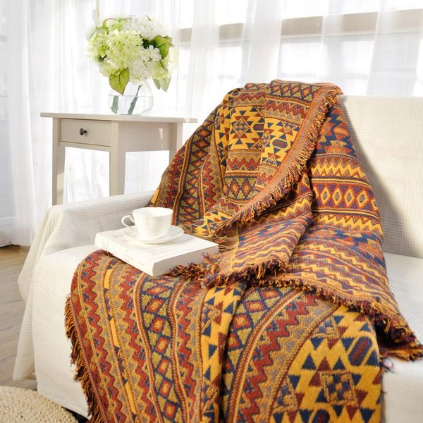 Toalla De Sofá CáLida Retro Tela Europea Manta Para Silla De Sofá Antideslizante De Doble Cara Usable Funda De Sofá GeometríA Jacquard 90X90Cm 1Pcs-image