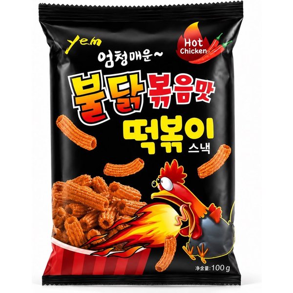 Snack De Tiras De Pastel De Arroz Con Pollo Picante YEM 100G #Spicy Chicken Rice Cake*1Pack Red-image