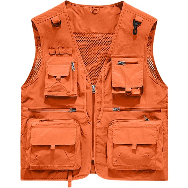 Chaleco Ligero Transpirable Para Hombre Con MúLtiples Bolsillos Para Trabajo Al Aire Libre Senderismo XXL AzafráN-image