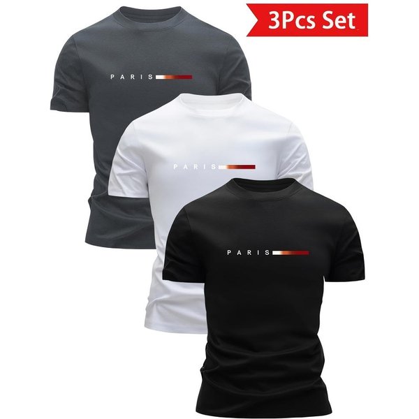 3 Sztuki MęSkie Lekkie OddychająCe Koszulki SzybkoschnąCe OdprowadzająCe Wilgoć OkrąGłY Dekolt Topy CałOroczne Codzienne T-Shirty S-image