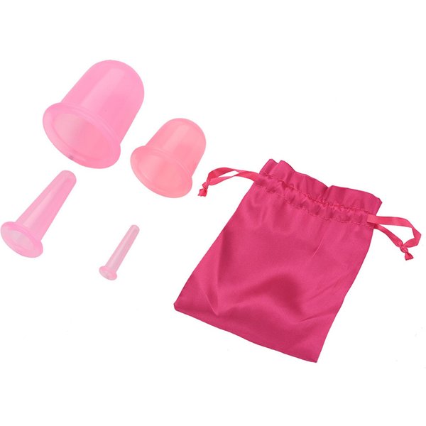 Set De 4 Piezas De Silicona VacíO Masaje Corporal Ayudante Masajeador Anti Celulitis Copas Ventosas (Rosado) Color Rosa-image