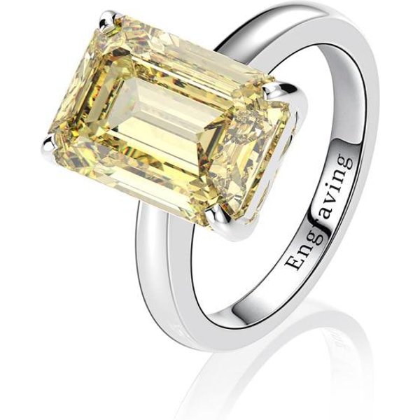 Klasyczny 100% 925 Sterling Silver Stworzony Moissanite Kamień Szlachetny śLub ZaręCzynowy PierśCionek Z Brylantami Fine Jewelry 8 żółTy-image
