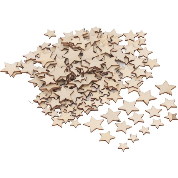 200 Piezas Recortes De Estrella De Madera Sin Acabar 10121520Mm Manualidades DIY Piezas De Madera En Blanco Adornos De Estrellas-image