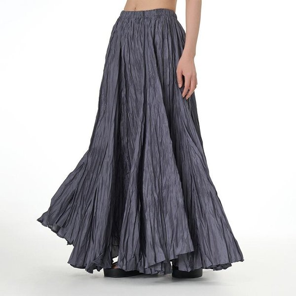 Falda De Medio Cuerpo Arrugada Plisada Con CaíDa Fluttering Para Mujer Tallas Grandes Falda Holgada Con Vuelo Tallas Grandes Size: One Size Gris-image