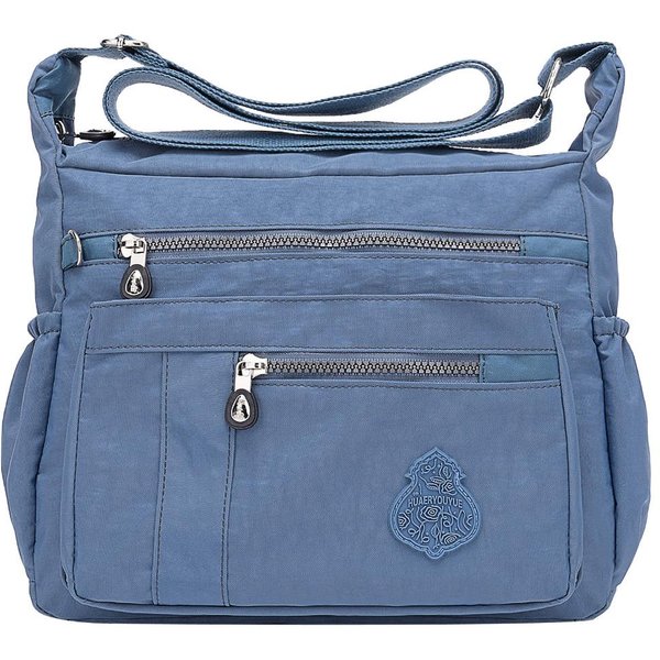 Bolso Bandolera De Nailon Para Mujer, Bolso Bandolera Elegante Impermeable Para Compras Diarias Azul Claro-image