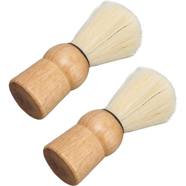 Brocha De Afeitar Mango De Madera Mini Profesional Seguridad SintéTica Brocha De Afeitar Para Hombres SalóN De Belleza-image