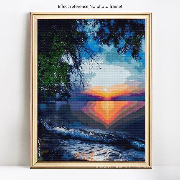 Pintura De Diamante 5D Diy, Bordado, Amanecer En La Playa, Mosaico De Diamantes, Punto De Cruz, Diamantes De ImitacióN 20X30CM-image