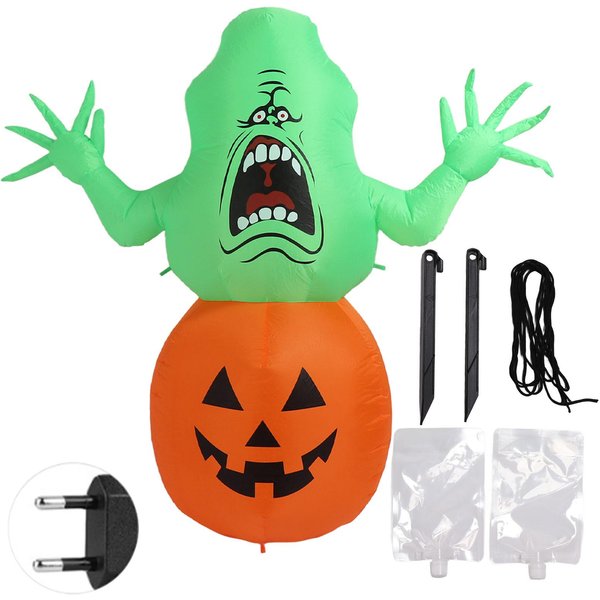Monstruo Verde Inflable De Halloween Con Luz LED 5 Pies Impermeable IP44 Calabaza Inflable De Halloween Green-image