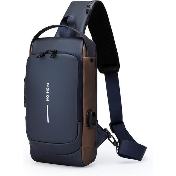 Bolso De Pecho Antirrobo Para Hombre, Mochila Inclinada Moderna Para Motocicleta Y Deportes Casuales, Tejido Oxford Duradero-image