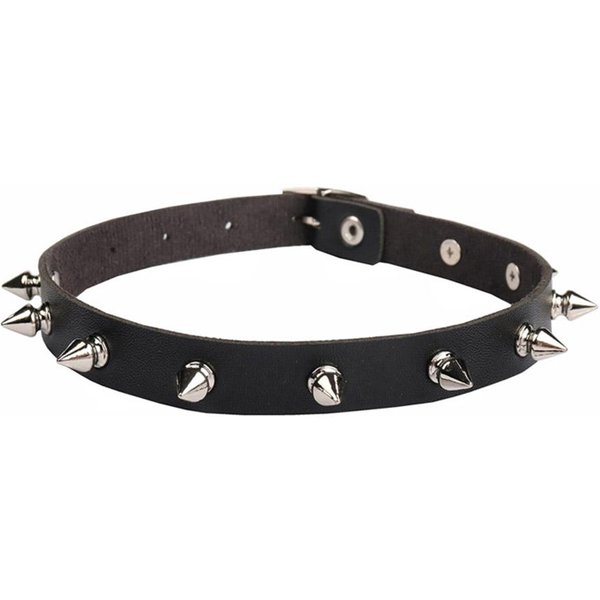 Gargantilla De Cuero PU Negra Para Hombres Y Mujeres, Estilo Punk, GóTico, Con PúAs, Para Motociclista, Collar De Cuero PU Con Tachuelas Y Piedras-image